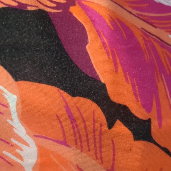 🌹3/15🌹OLD NAVY Black Orange Pink Stretchy Wrap Dress Medium Petite - Picture 3 of 4